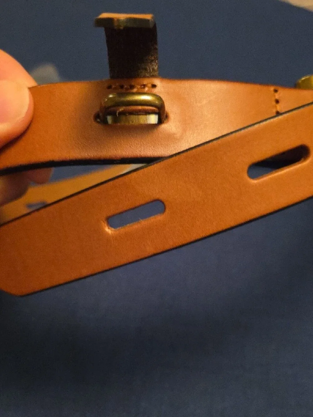 Women's J. Crew Brown Leather Belt with Brass-Tone Buckle, XXS